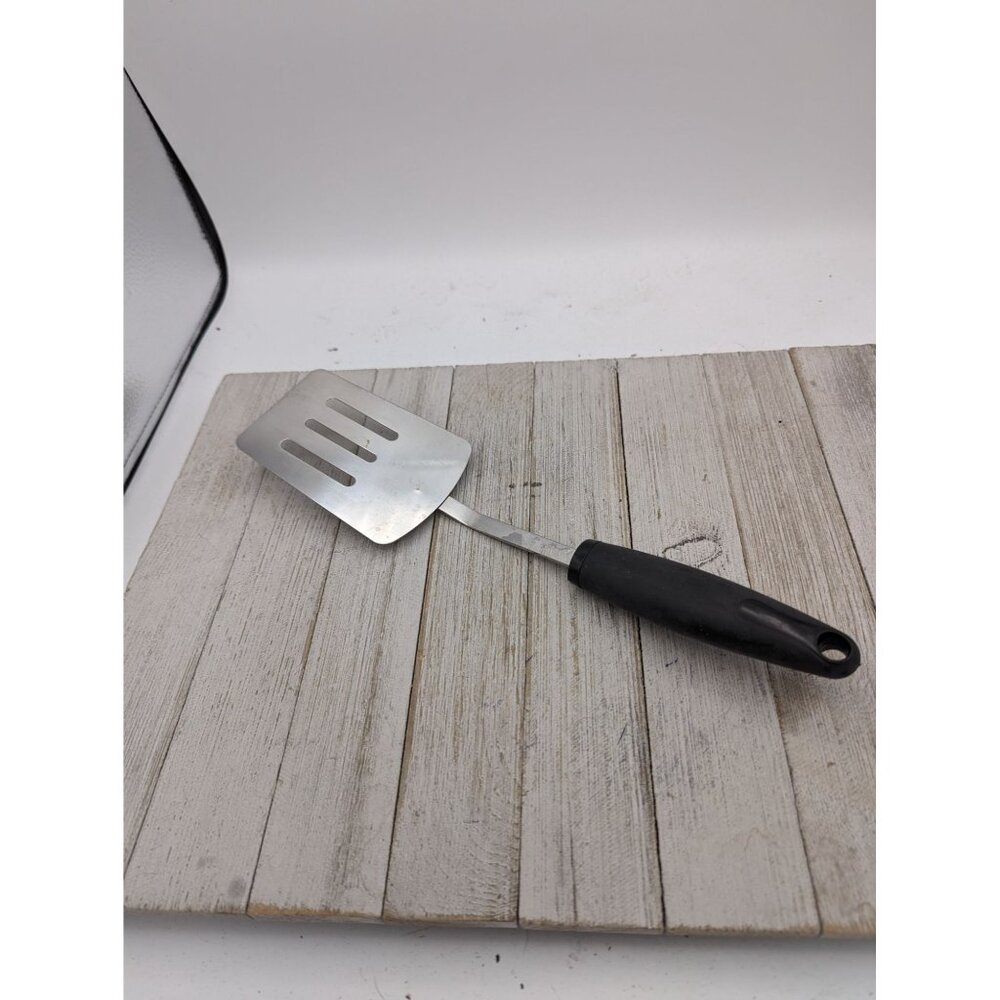 Chrome Spatula Slotted 12" Black Handle Turner